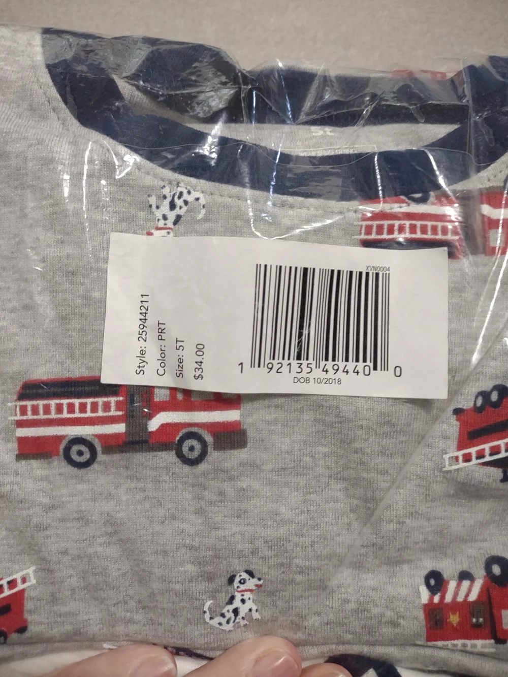 Carter's Gray & Red Fire Truck Pajama Set